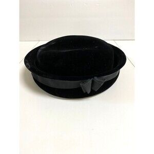 Vintage Ladies Hat Black Velvet with Red Interior Belmar